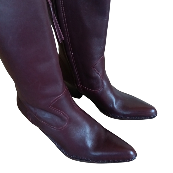 ❌SOLD❌Frye Vintage Burgundy Leather Heeled Boots Bohemian Western Size 6.5 RARE - Picture 7 of 12